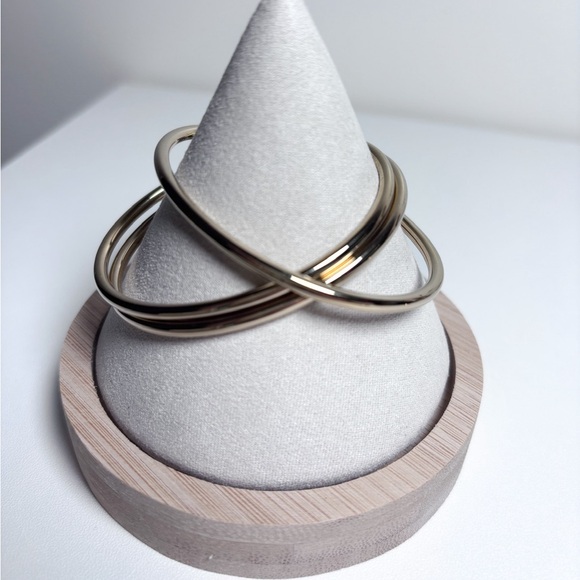 Jennybird Revolve Dane 14K Gold Set of 3 Minimalist Luxe Bangle Bracelets Size M - Picture 5 of 6